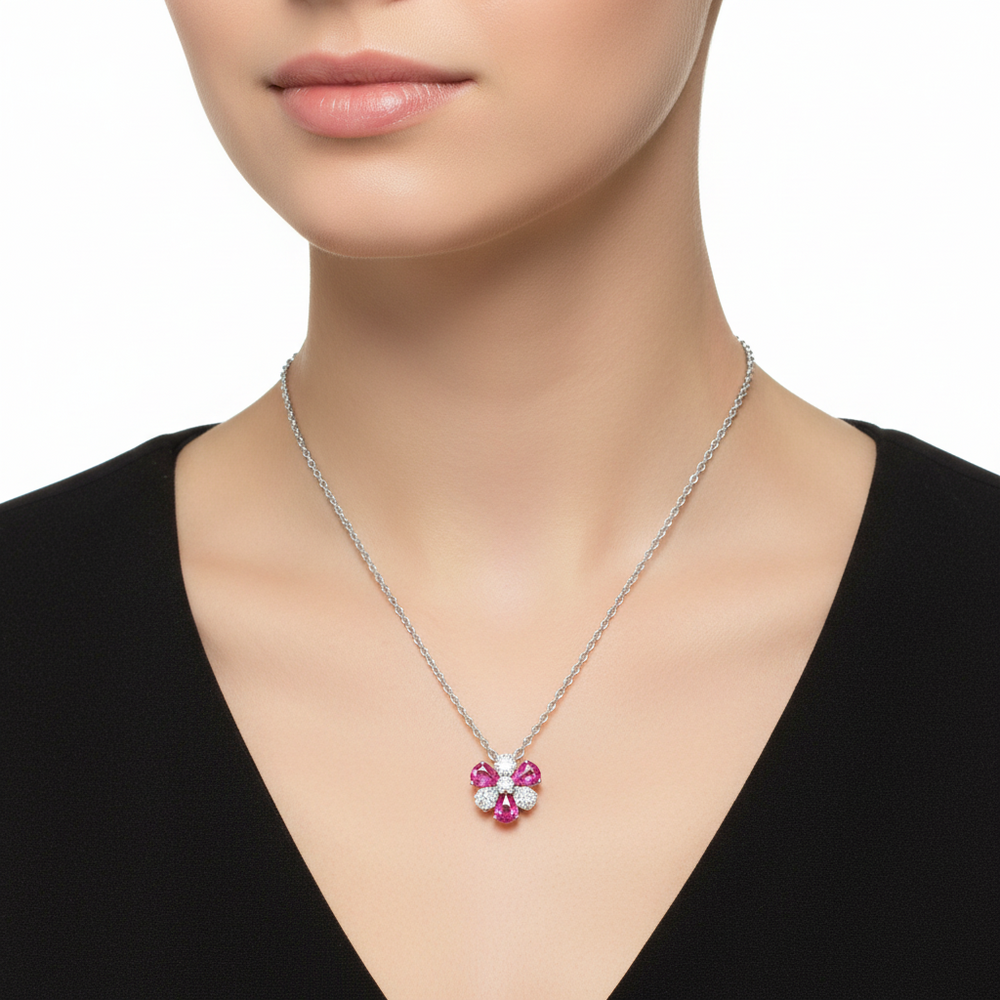 18K White Gold Sapphire & Diamond Necklace | Flashy Jewellery