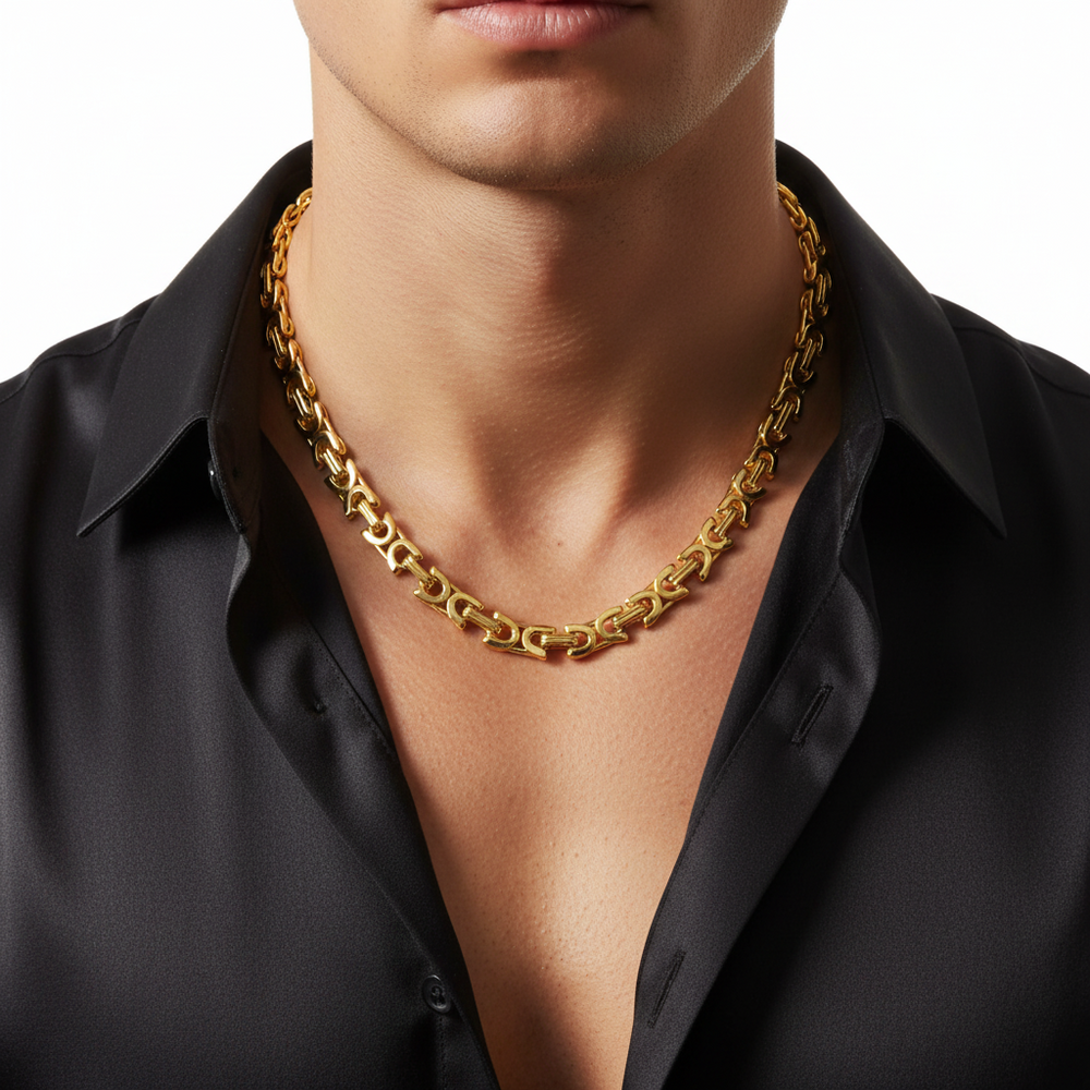 18K Gold King Chain Necklace – High Polish Finish