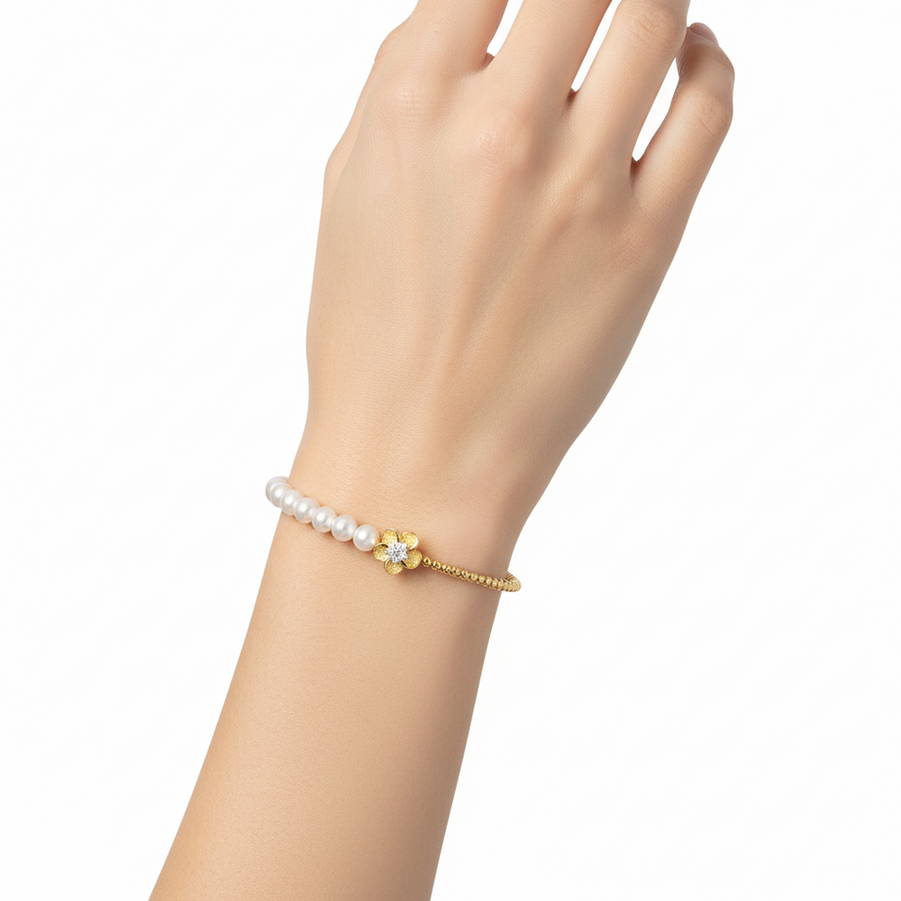 18K Gold Pearl Bangles | Luxury Jewellery Dubai