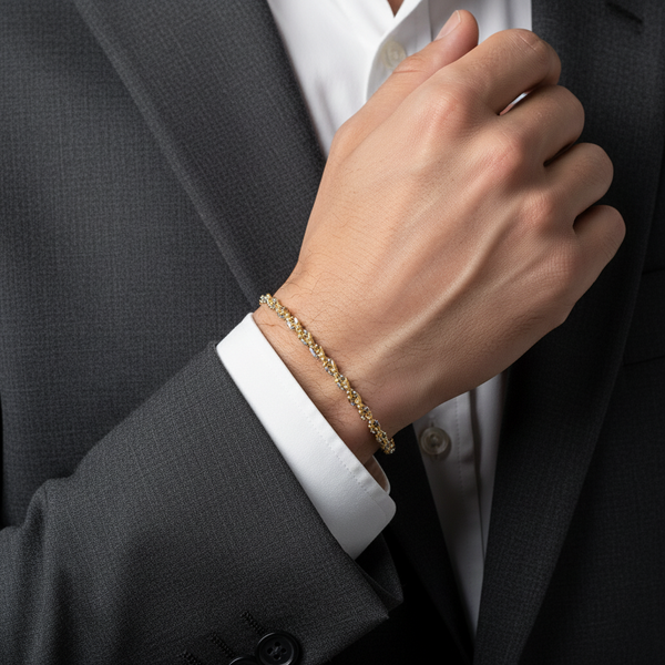 18K Gold Unisex Bracelet in White & Yellow Gold hover