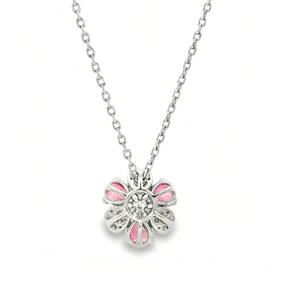 18K White Gold Sapphire & Diamond Necklace | Flashy Jewellery