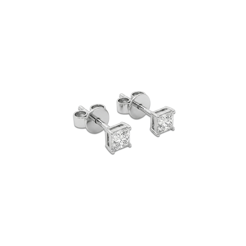 18K White Gold Natural Diamond Stud Earrings | Flashy