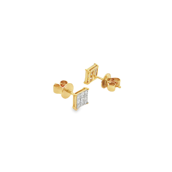 Natural Diamond Stud Earrings – 18K Yellow Gold hover