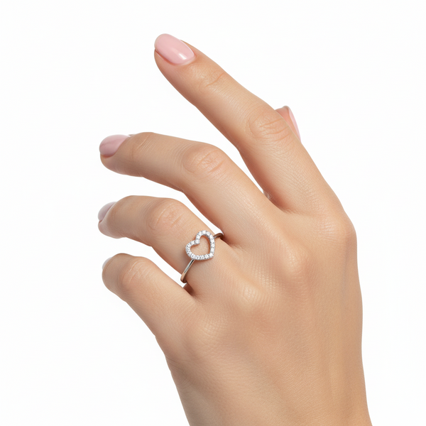 Natural Diamond Engagement Ring – 18K White Gold hover