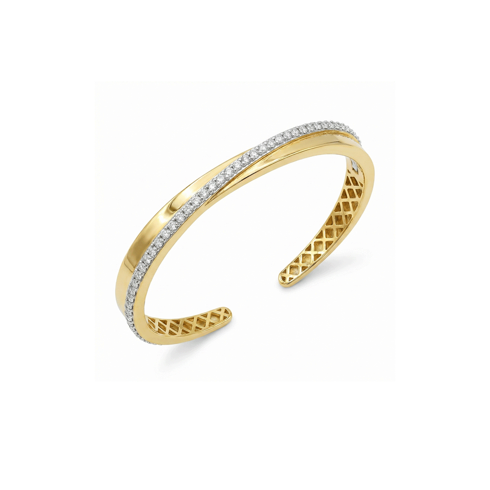 18K Yellow Gold Natural Diamond Bangle | Flashy Jewellery