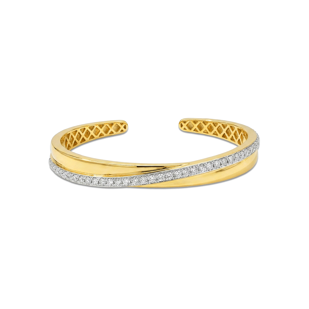 18K Yellow Gold Natural Diamond Bangle | Flashy Jewellery