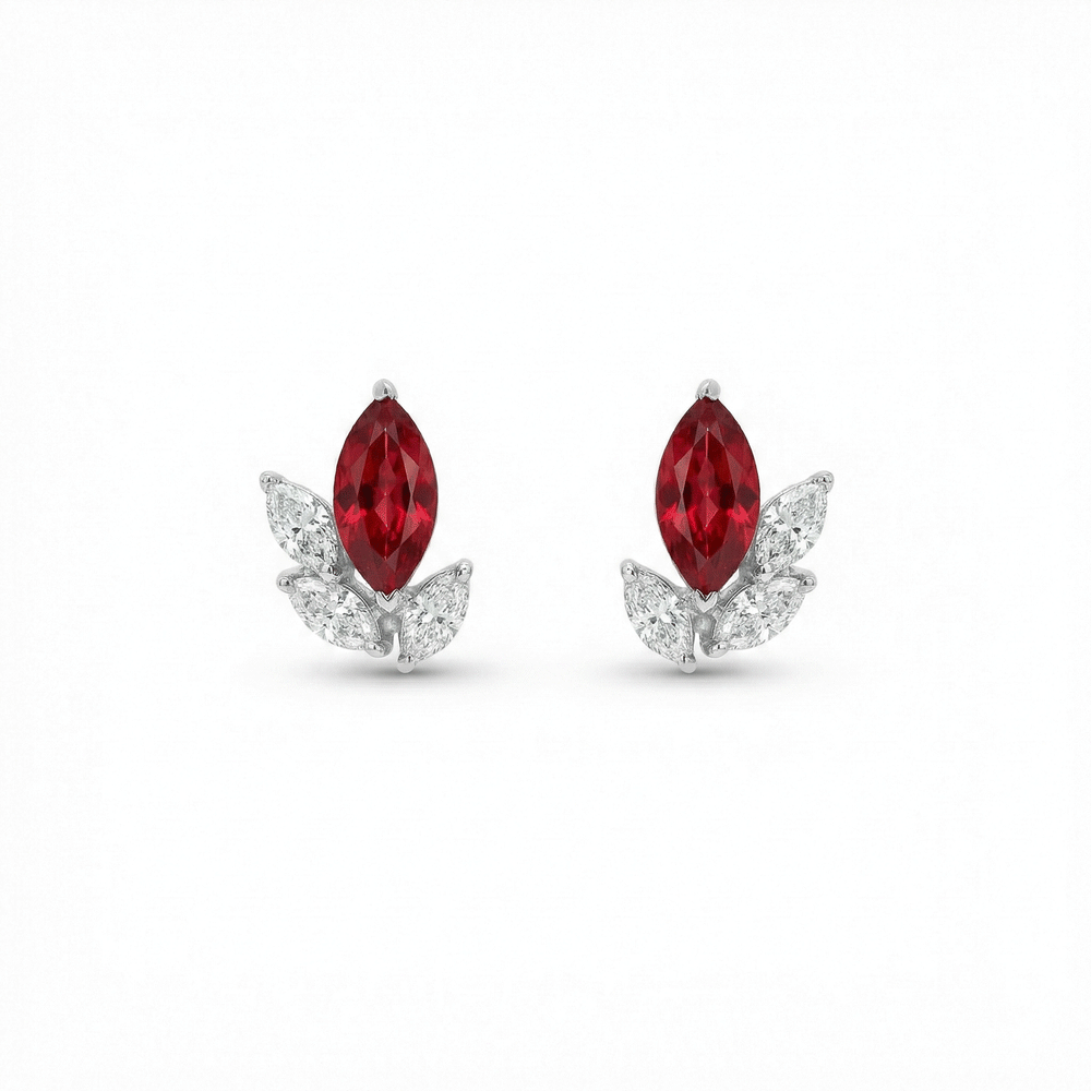 18K White Gold Sapphire & Diamond Stud Earrings