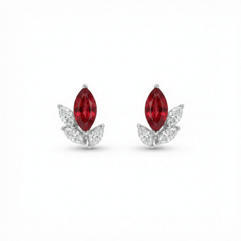 18K White Gold Sapphire & Diamond Stud Earrings