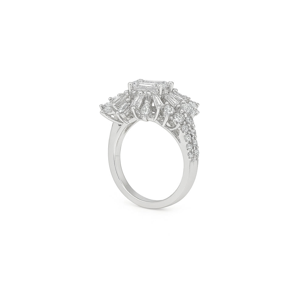 Natural Diamond Statement Ring in 18K White Gold | Flashy