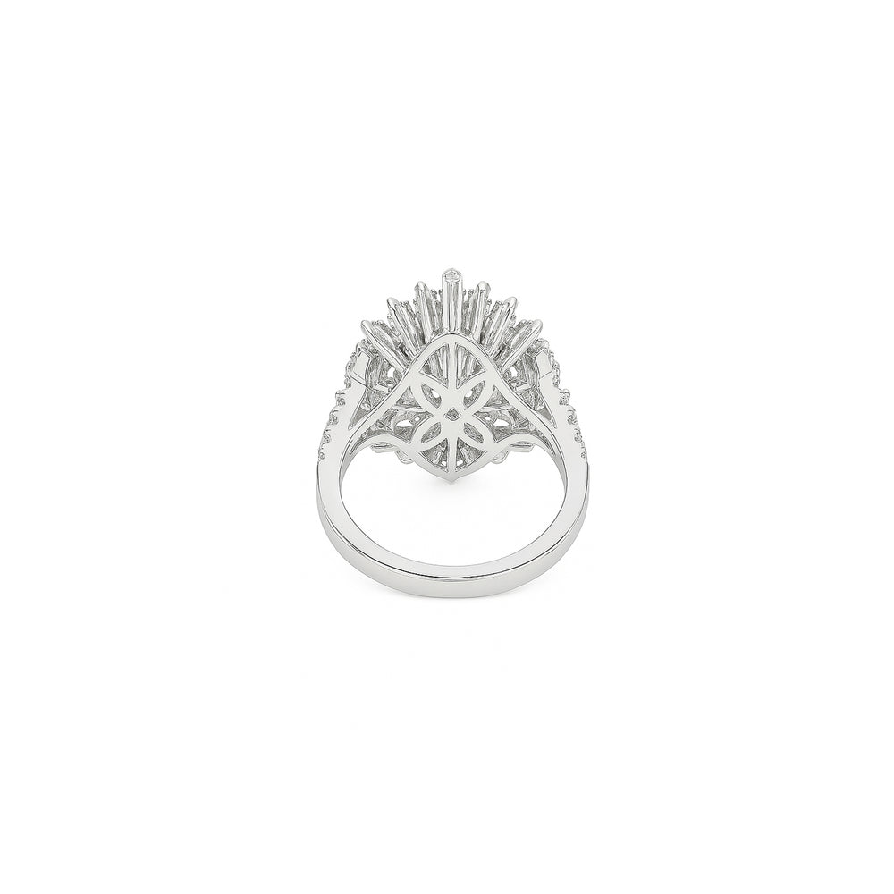 Natural Diamond Statement Ring in 18K White Gold | Flashy