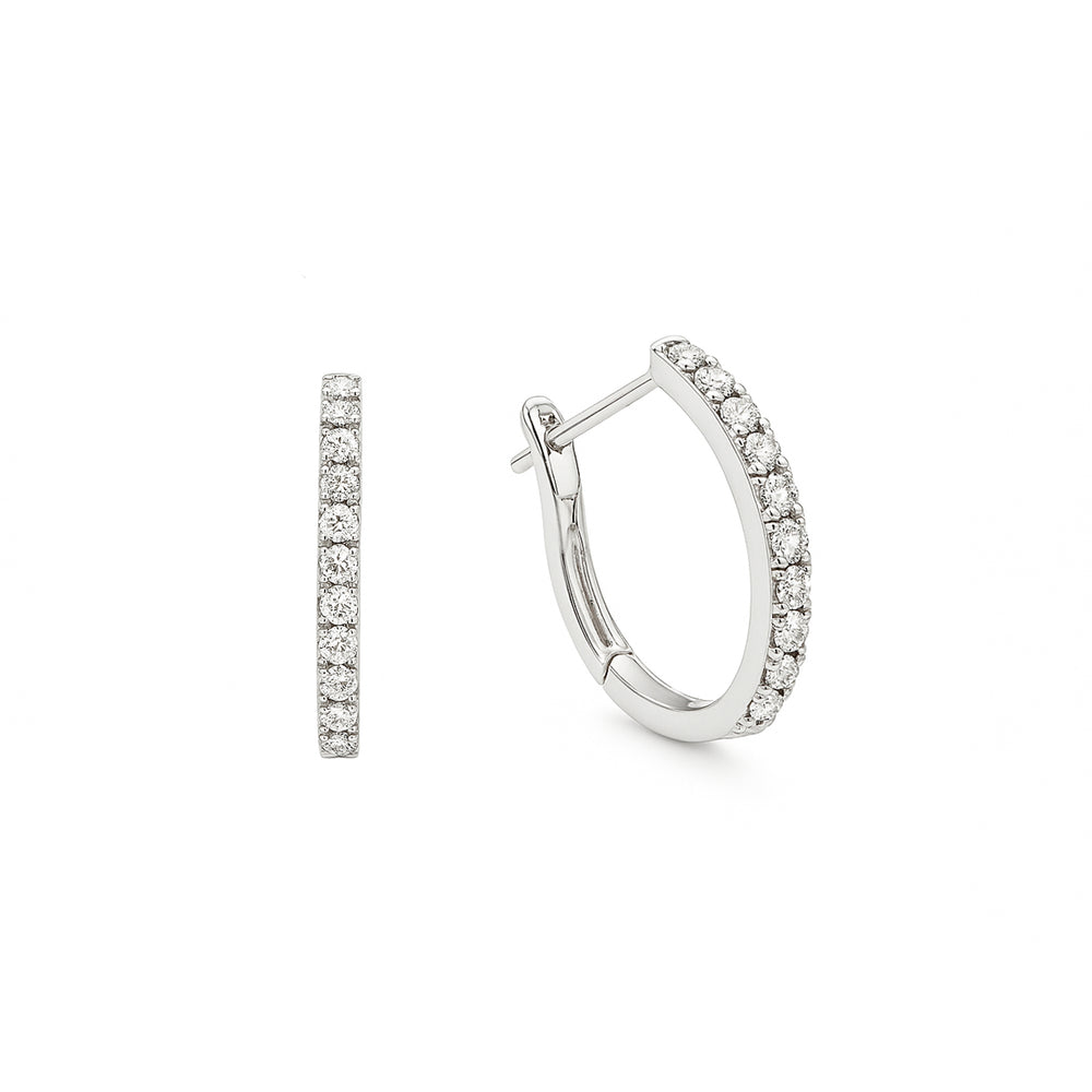 Natural Diamond Hoops Earrings | 18K White Gold