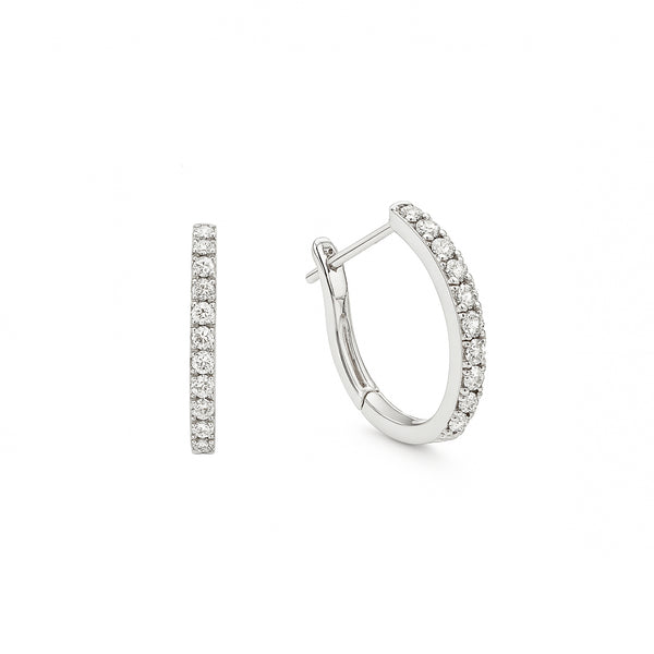 Natural Diamond Hoops Earrings | 18K White Gold