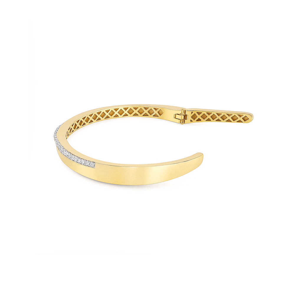 18K Yellow Gold Natural Diamond Bangle | Flashy Jewellery