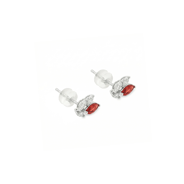 18K White Gold Sapphire & Diamond Stud Earrings hover