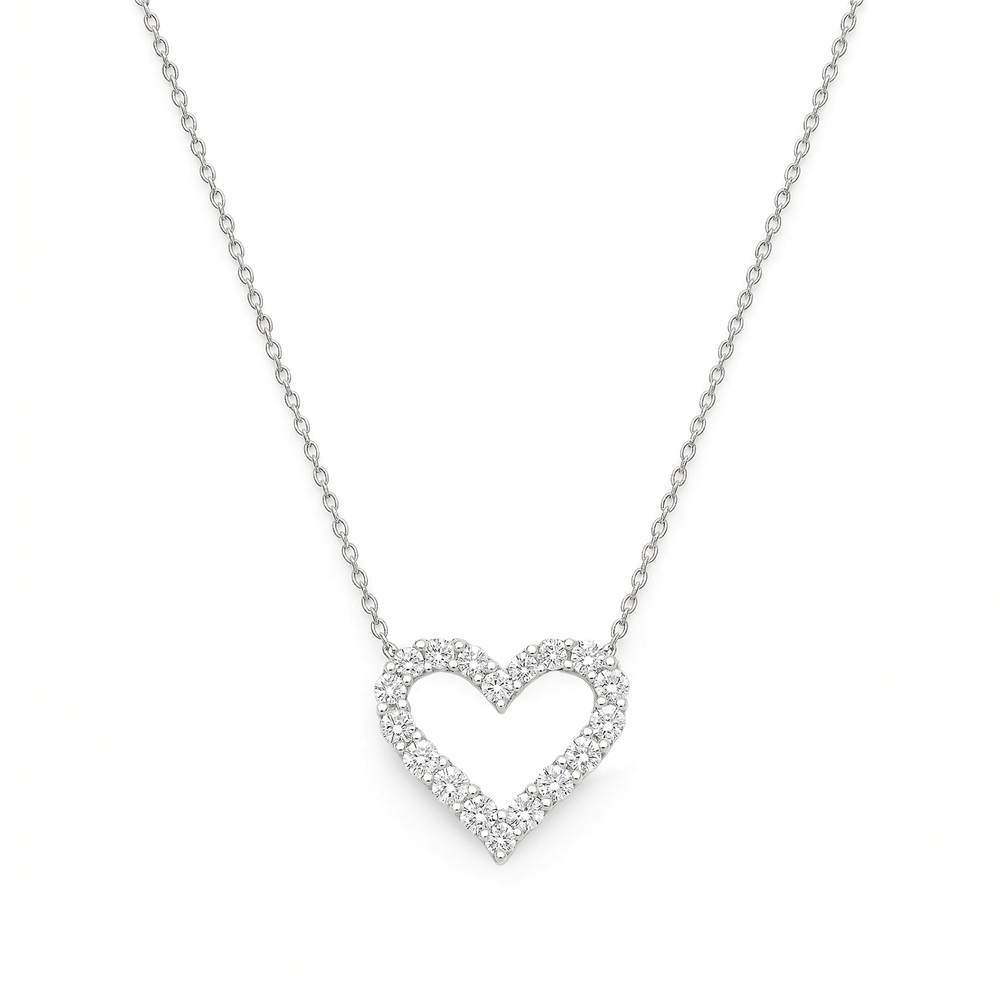 Natural Diamond Necklace Pendant in 18K White Gold