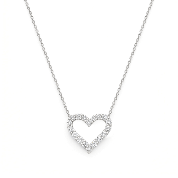 Natural Diamond Necklace Pendant in 18K White Gold