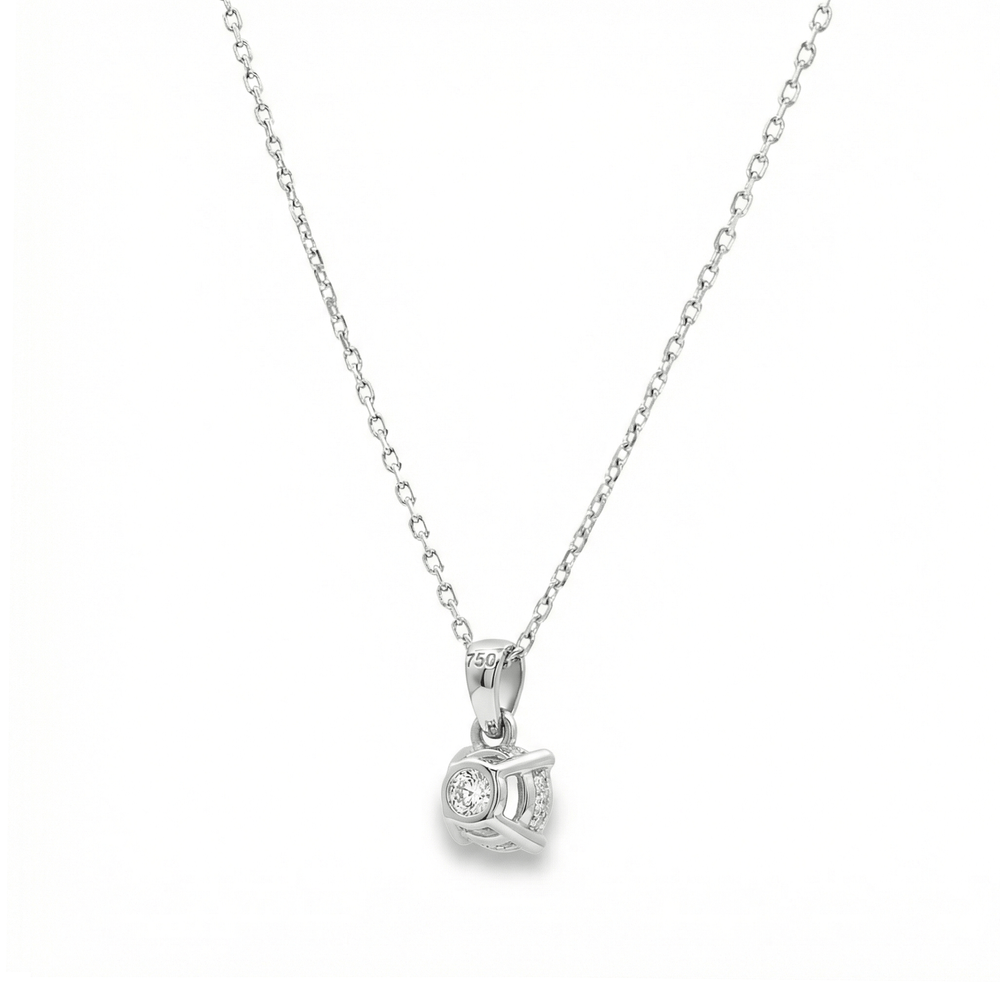 Lab Grown Diamond Pendant in 18K White Gold | Flashy