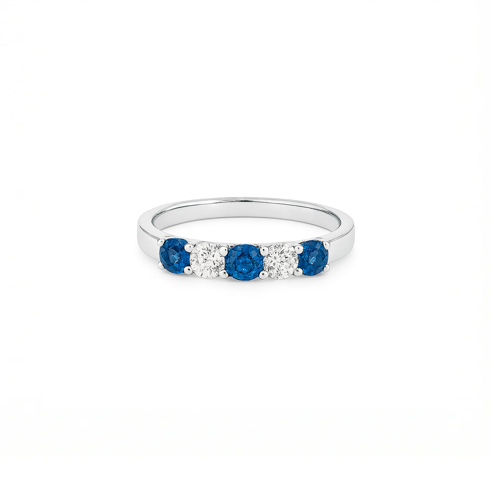 18K White Gold Sapphire & Diamond Stacking Ring