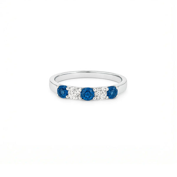 18K White Gold Sapphire & Diamond Stacking Ring