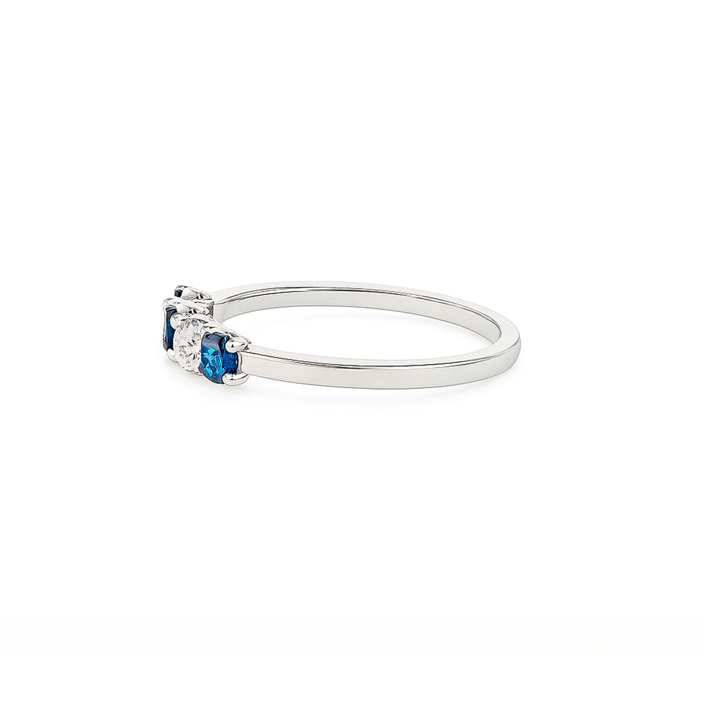 18K White Gold Sapphire & Diamond Stacking Ring