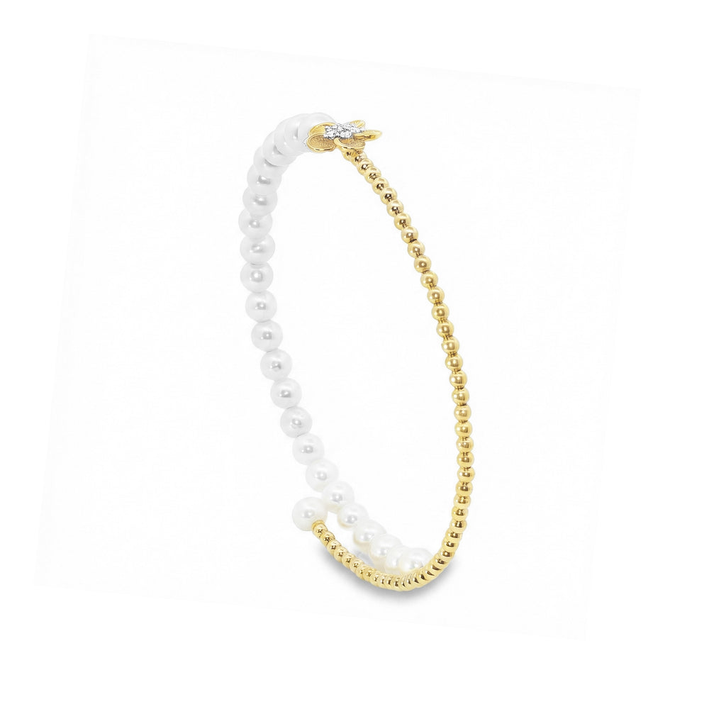 18K Gold Pearl Bangles | Luxury Jewellery Dubai