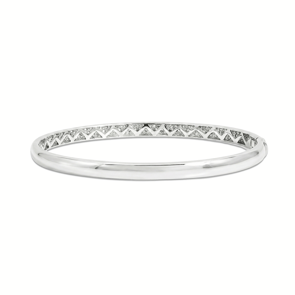 Natural Diamond Bangle in 18K White Gold | Flashy Jewellery