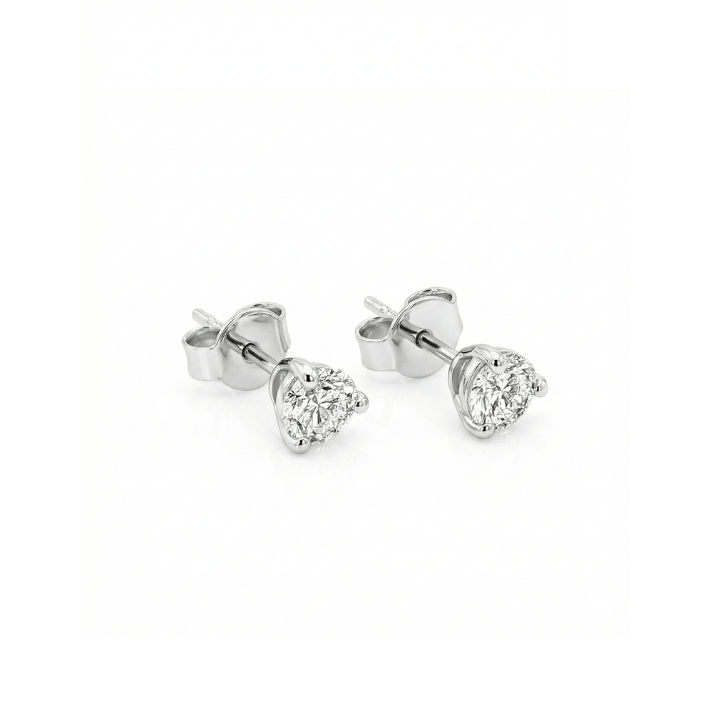 Lab Grown Diamond Stud Earrings 18K White Gold