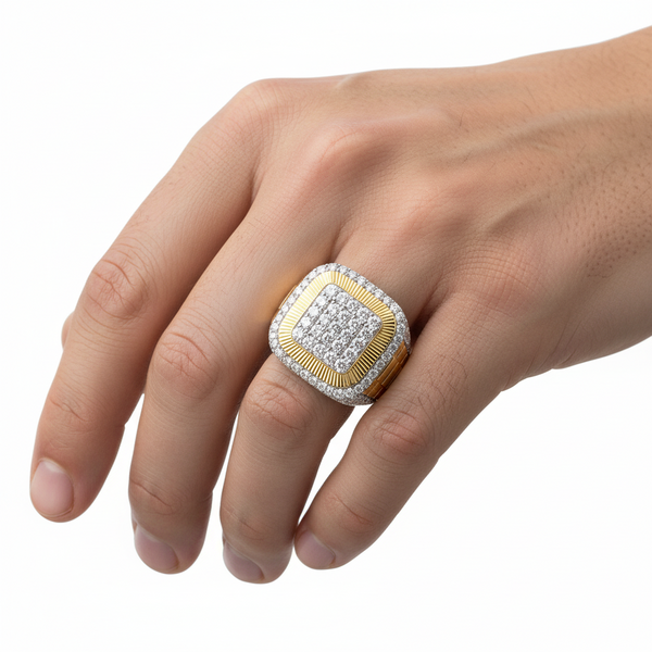 Natural Diamond Men’s Ring in 18K Yellow Gold | Flashy hover