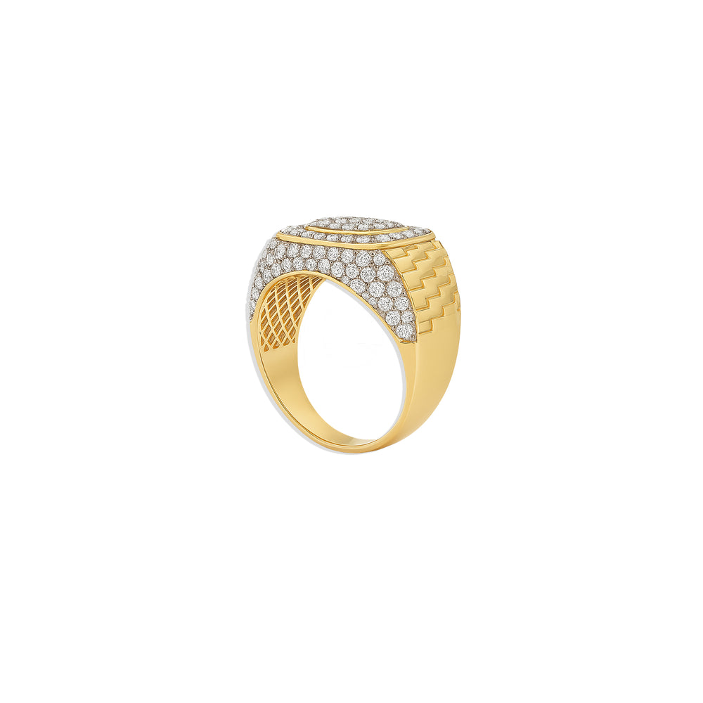Natural Diamond Men’s Ring in 18K Yellow Gold | Flashy
