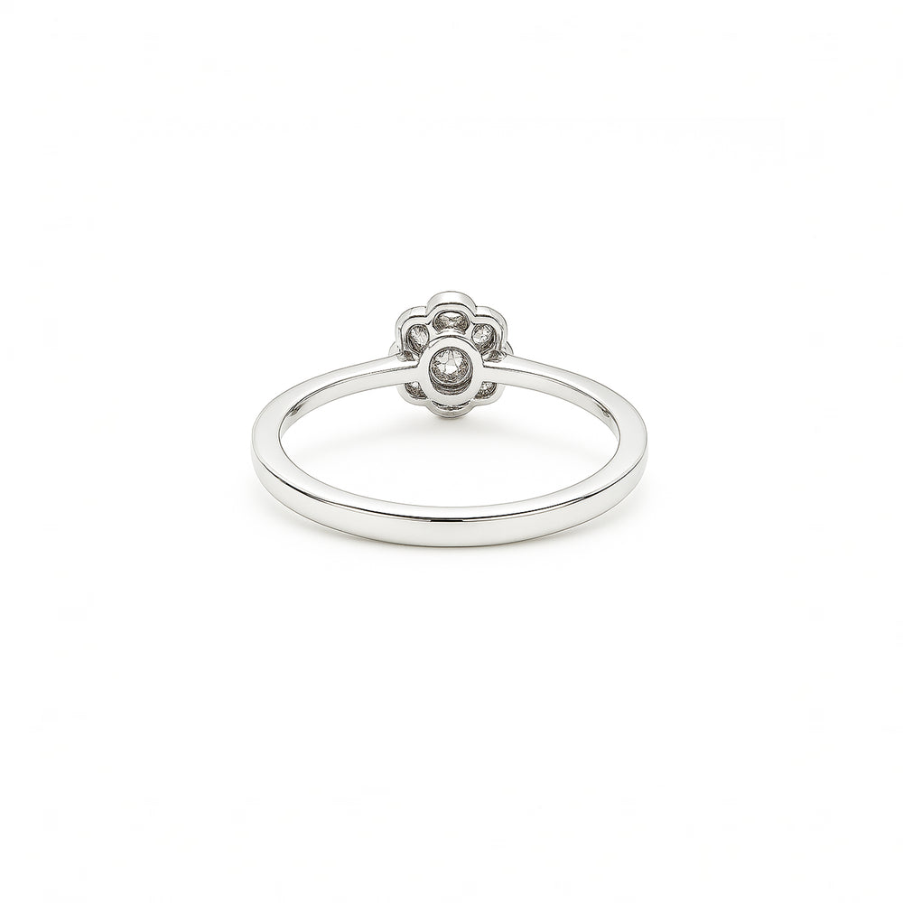 Natural Diamond Halo Engagement Ring – 18K White Gold