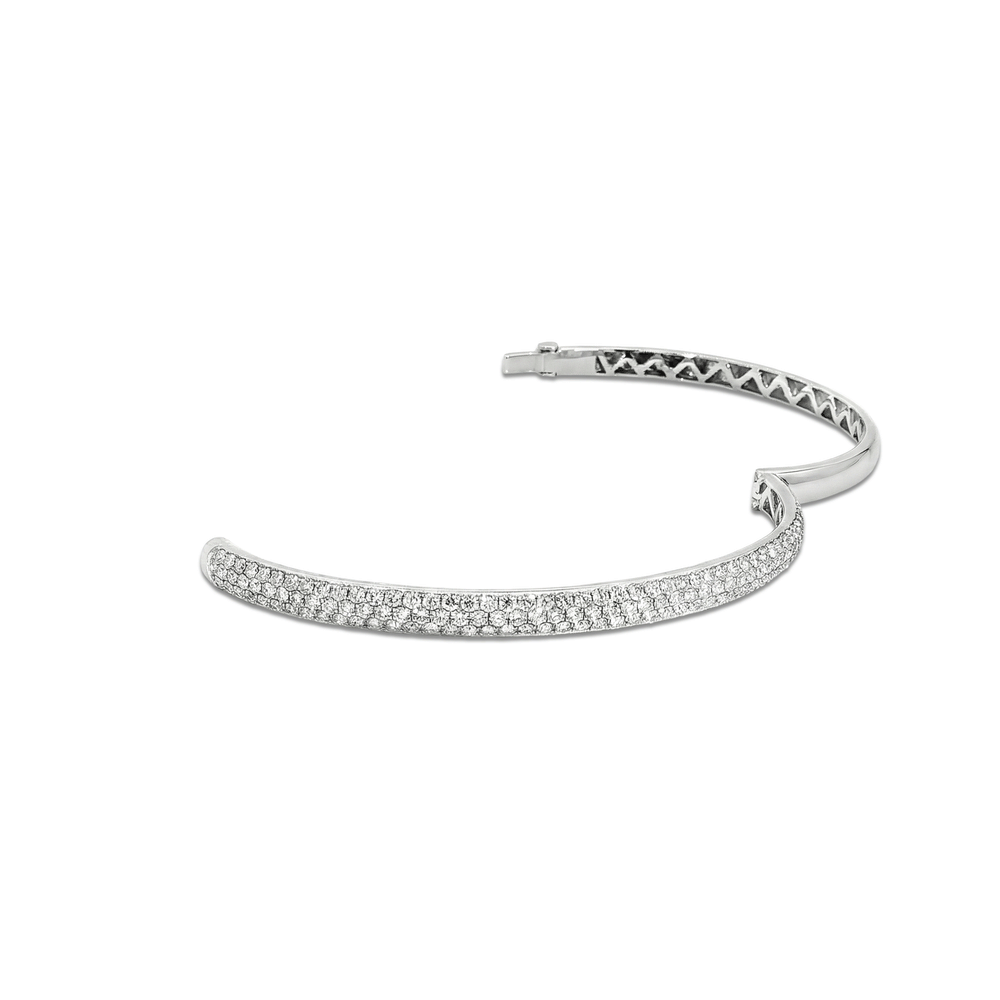 Natural Diamond Bangle in 18K White Gold | Flashy Jewellery