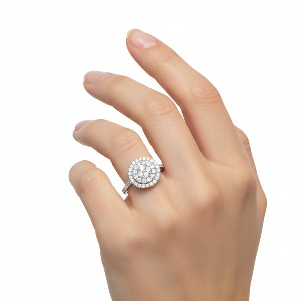 Natural Diamond Halo Engagement Ring | Flashy Jewellery hover