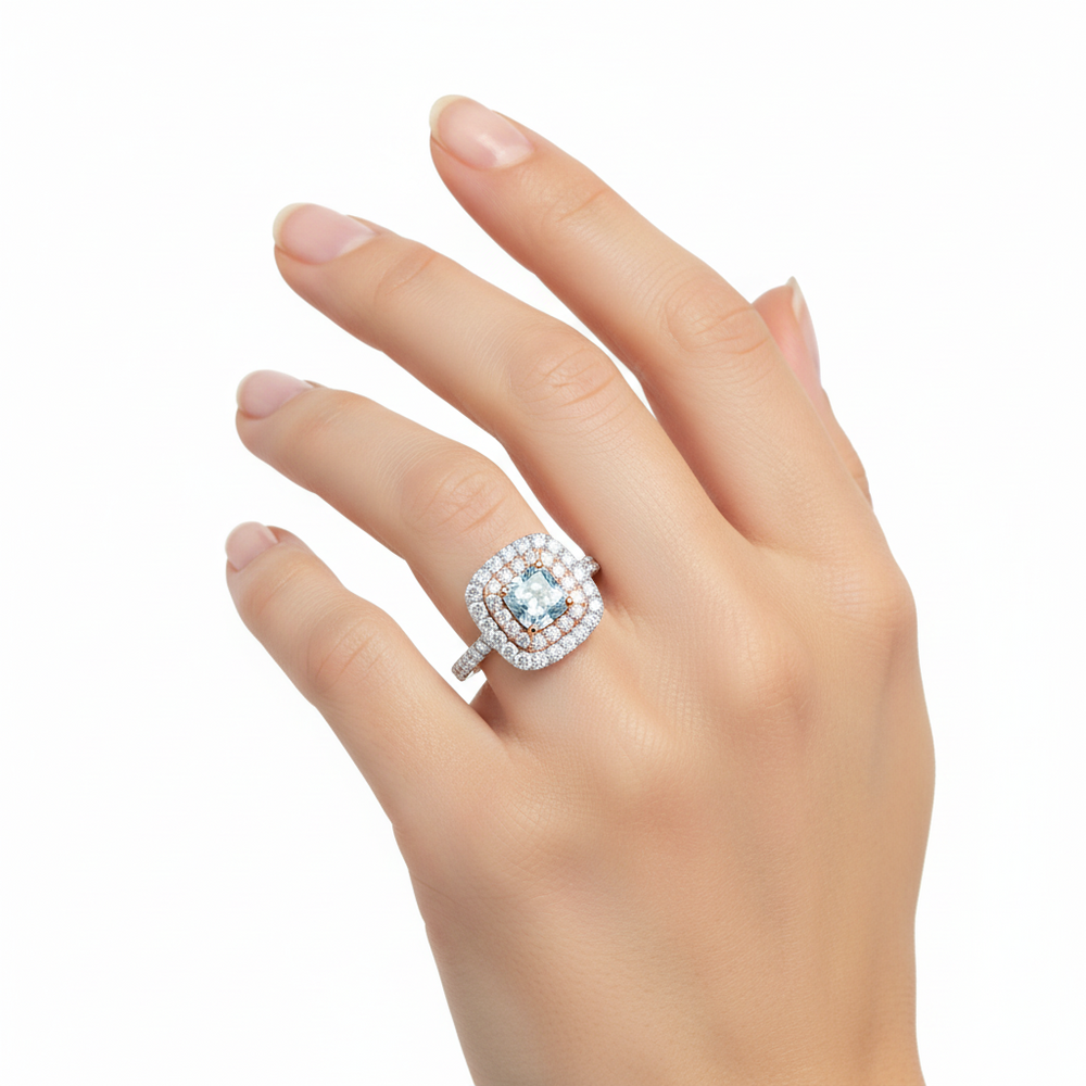 Natural Diamond Engagement Ring in 18K White Gold