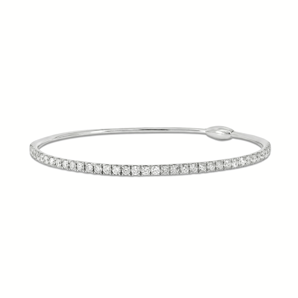 18K White Gold Natural Diamond Bangle | Flashy Jewellery