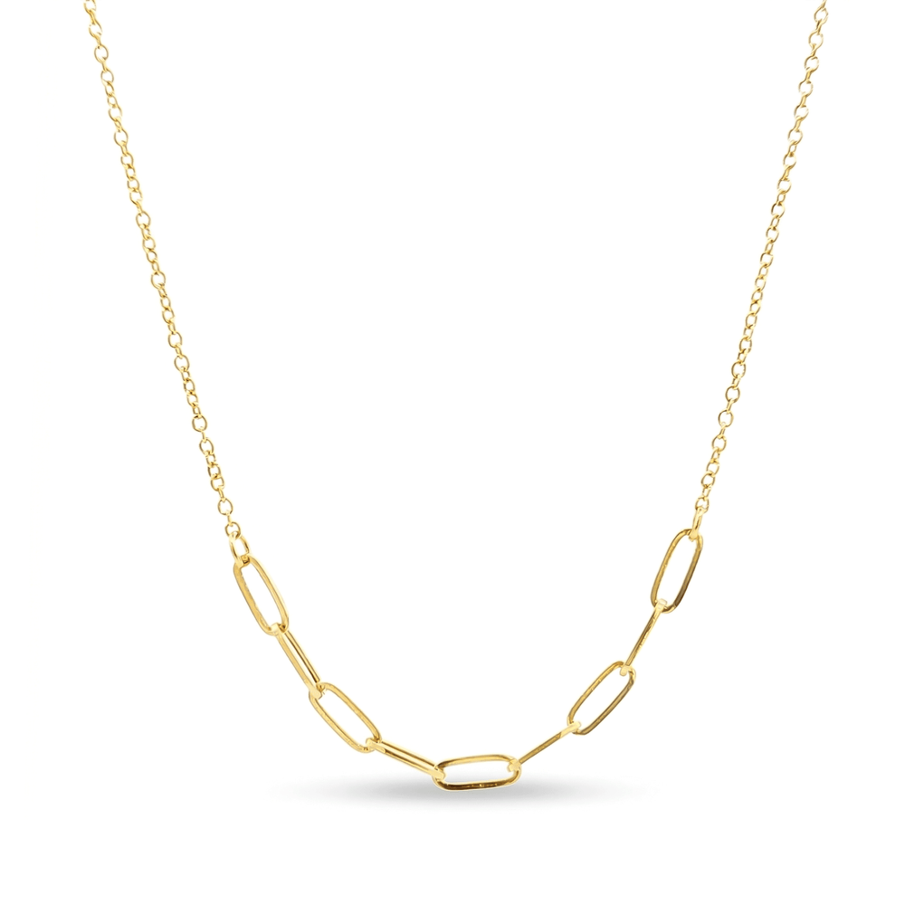 18K Gold Paper Clip Chain Necklace | Minimalist Luxury Chain