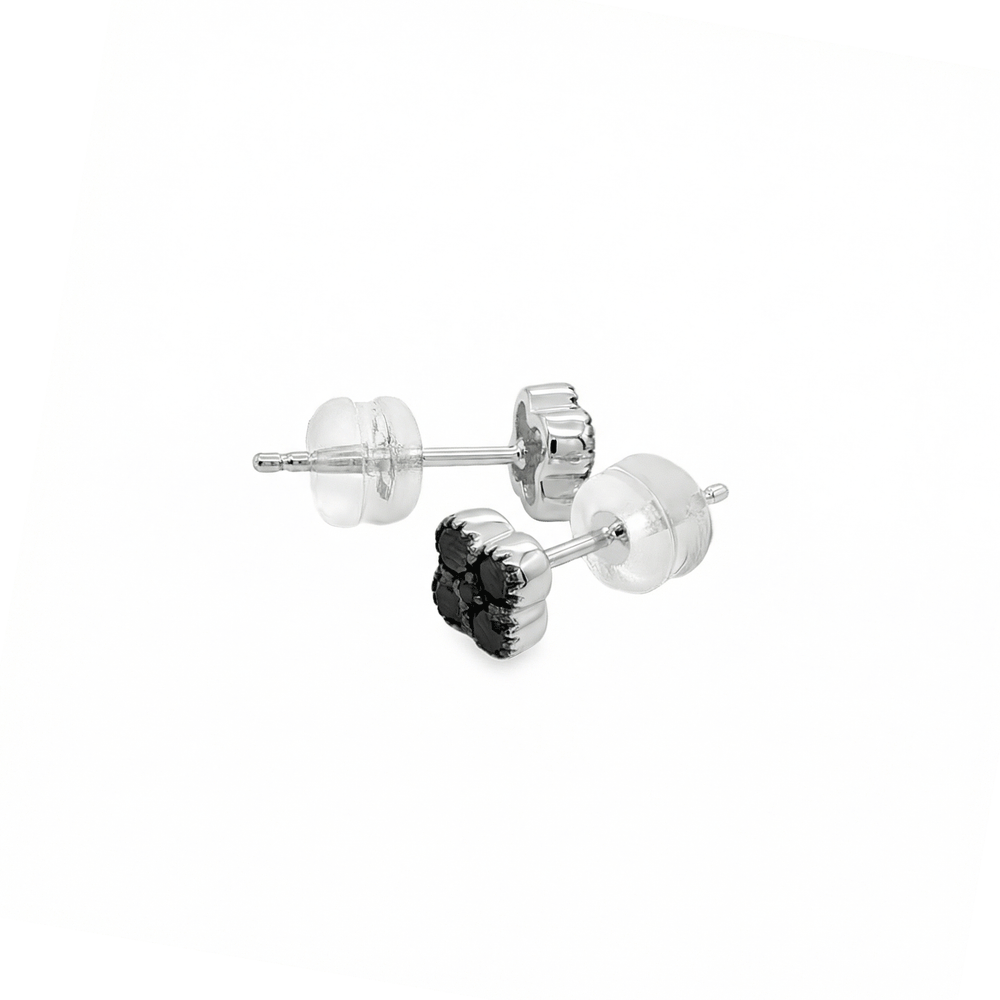 Black Natural Diamond Stud Earrings in 18K White Gold