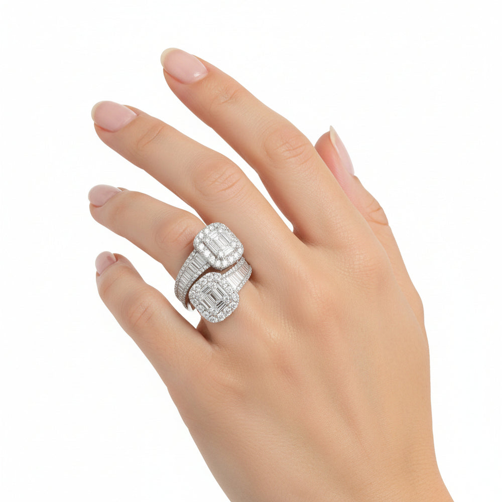 Natural Diamond Statement Ring in 18K White Gold | Flashy