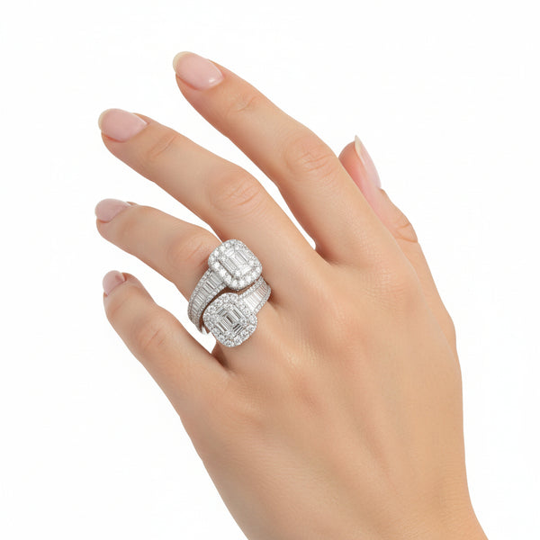 Natural Diamond Statement Ring in 18K White Gold | Flashy hover