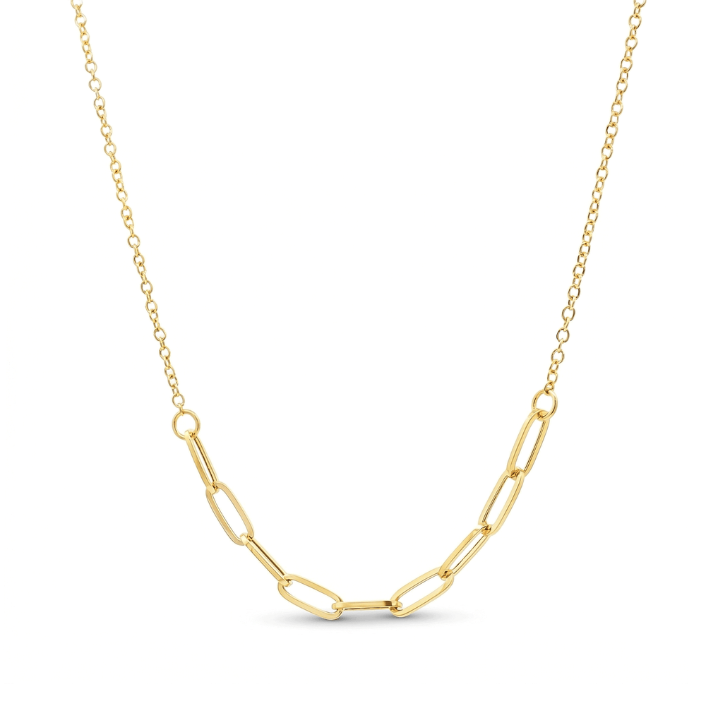 18K Gold Paper Clip Chain Necklace | Minimalist Luxury Chain