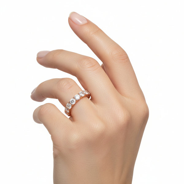 Natural Diamond Eternity Ring in 18K Rose Gold | Flashy hover