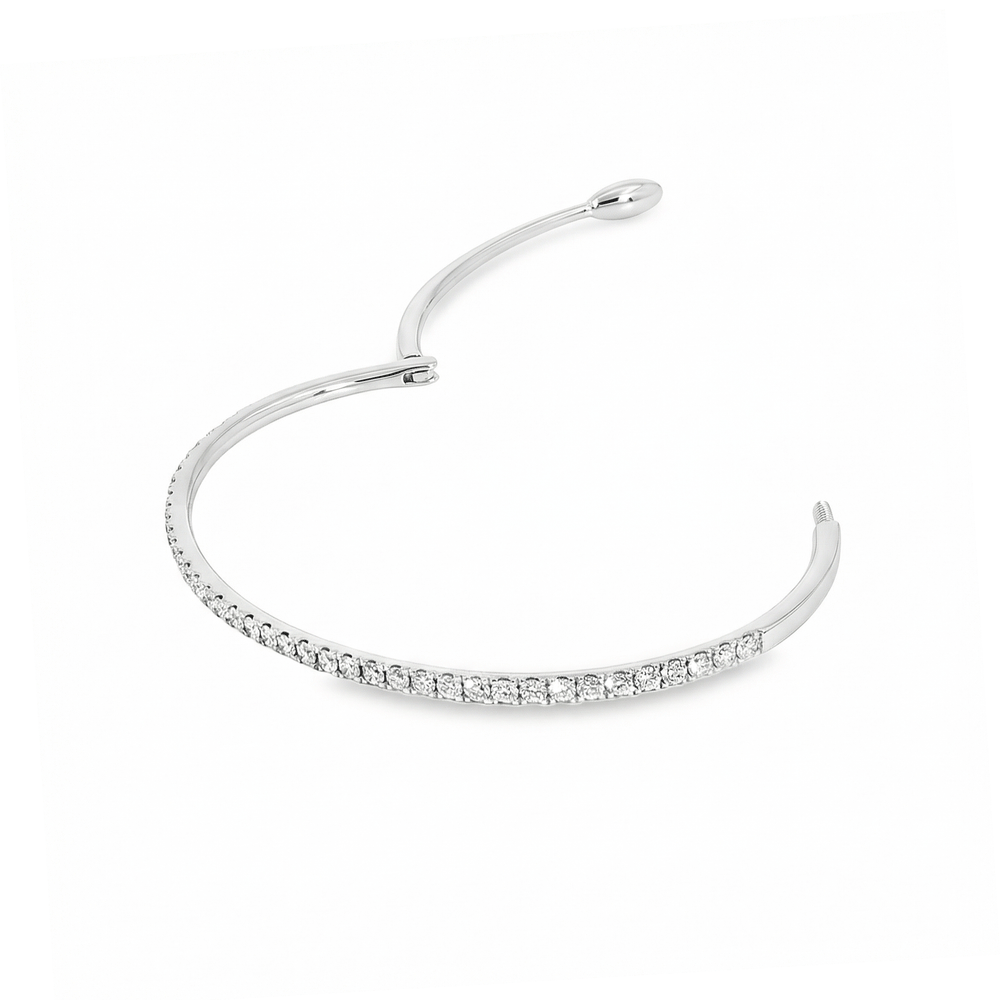 18K White Gold Natural Diamond Bangle | Flashy Jewellery