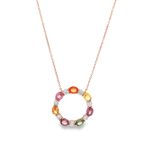 Natural Diamond Sapphire Rose Gold Pendant | Flashy Jewellery