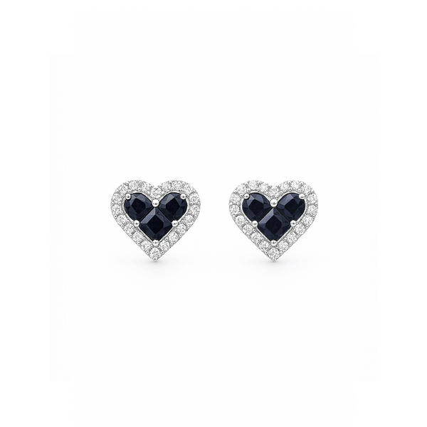 18K White Gold Sapphire & Diamond Stud Earrings