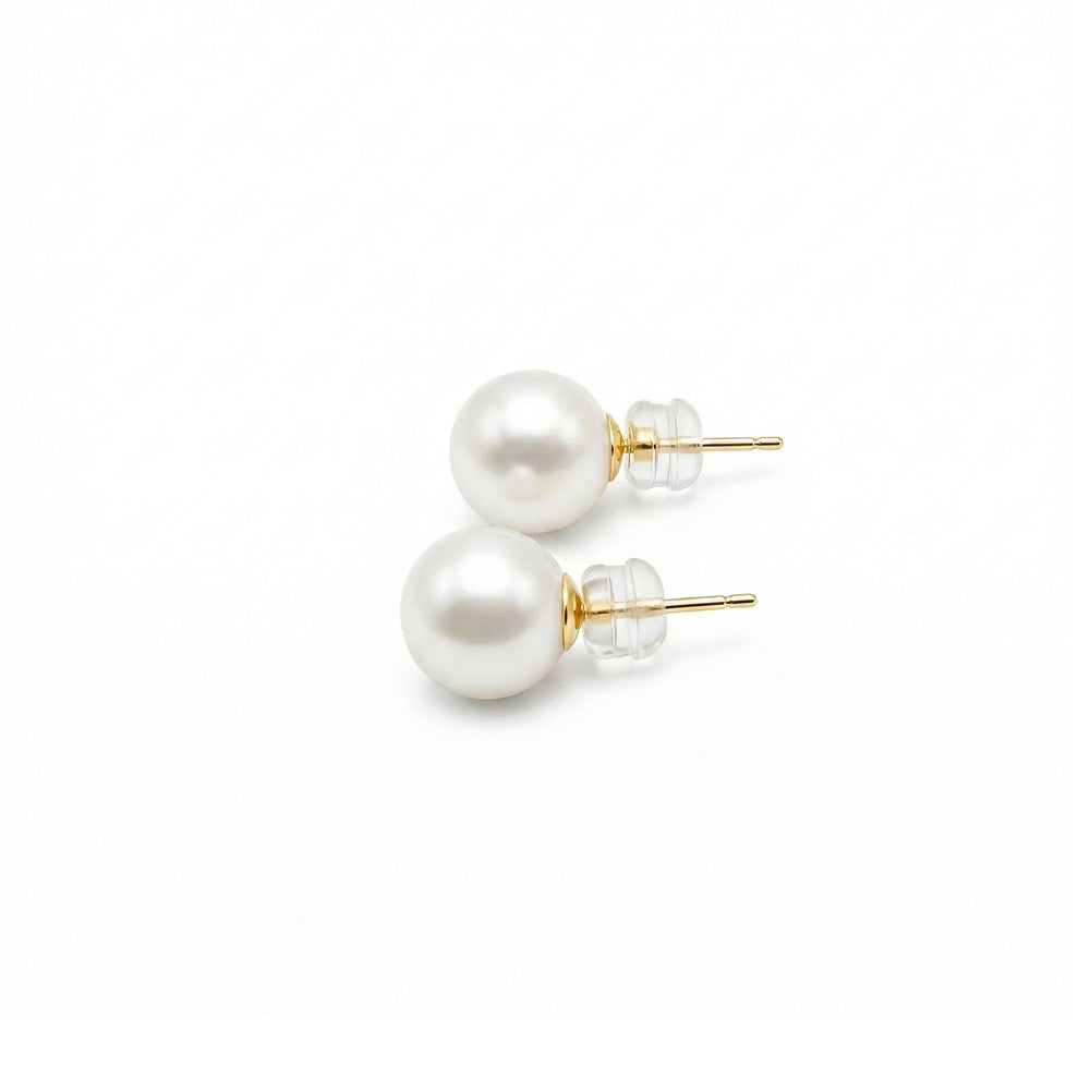 18K Yellow Gold Pearl Earrings | Flashy Jewellery
