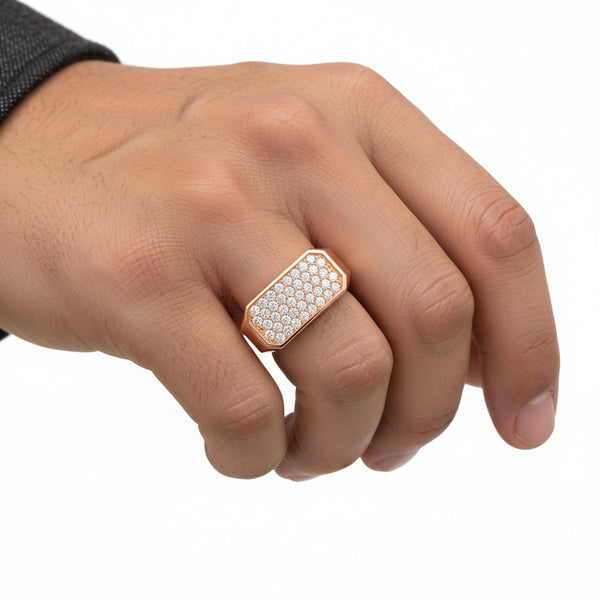 Natural Diamond Men’s Ring in 18K Rose Gold | Flashy Jewellery hover