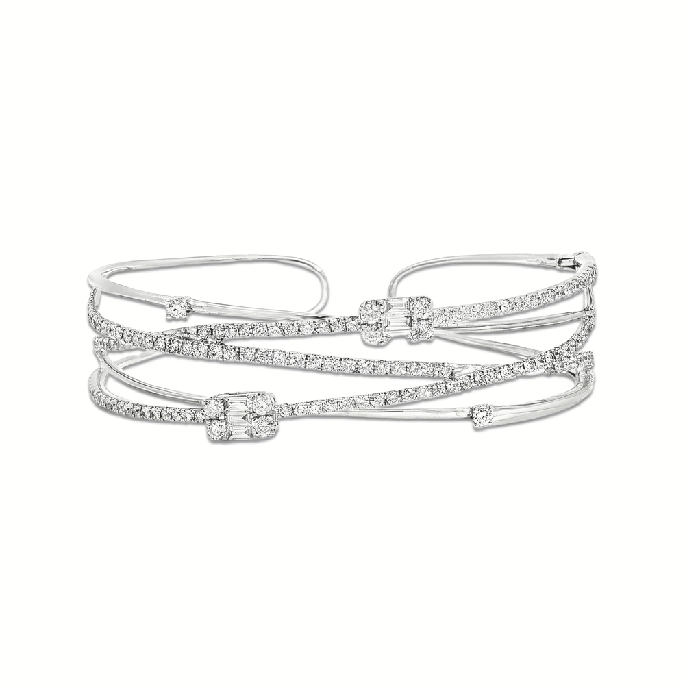 Natural Diamond White Gold Bangle | Flashy Jewellery