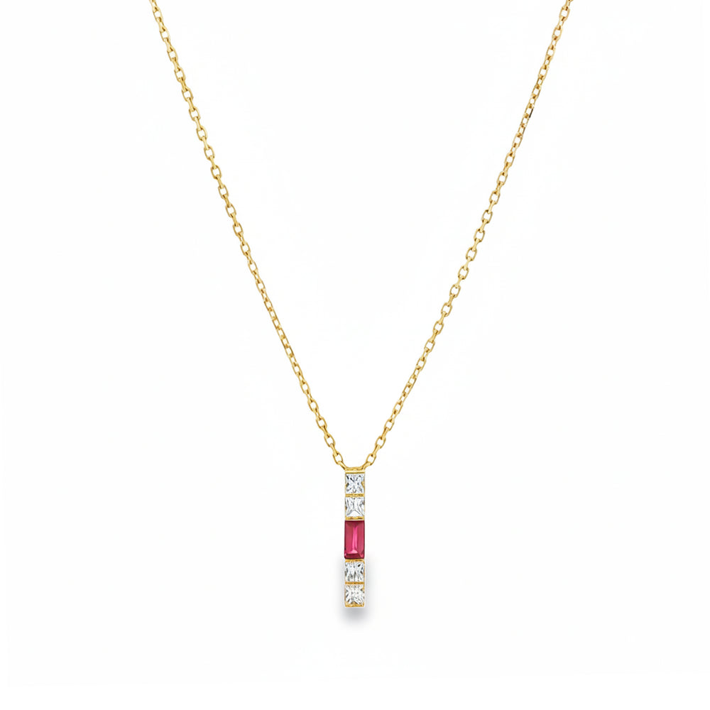 18K Gold Ruby & Emerald with Natural Diamond Pendant Necklace