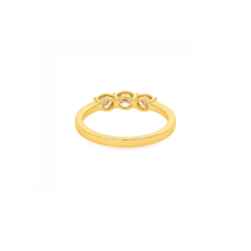 Natural Diamond Three Stone Engagement Ring | 18K Gold