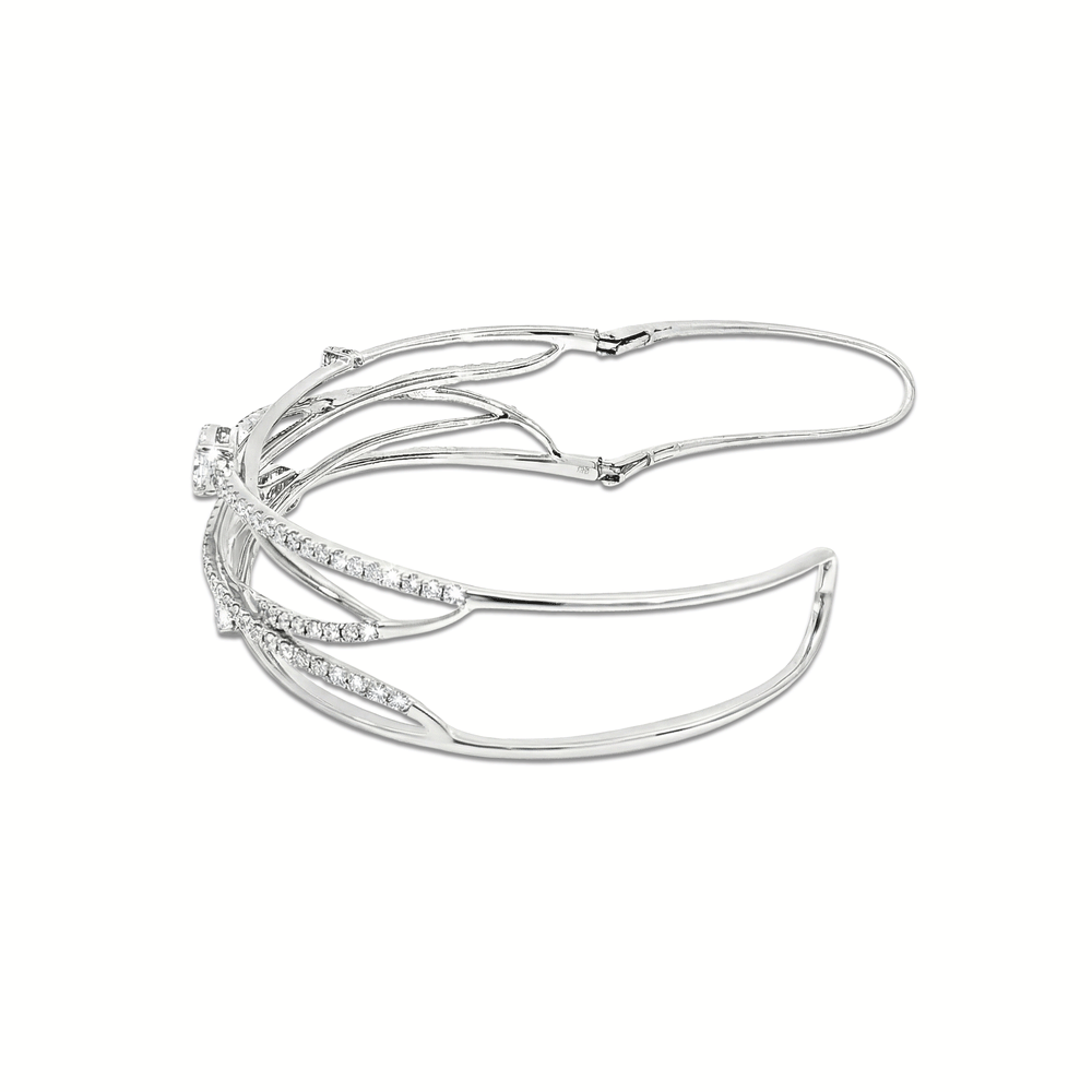Natural Diamond White Gold Bangle | Flashy Jewellery