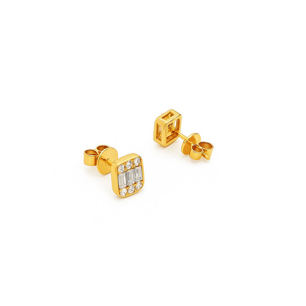 Natural Diamond Stud Earrings in 18K Yellow Gold hover